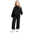 thumbnail image 1 of XAOFW Girls Sets Fashion Long Sleeve O-Neck Solid Color Half-Zip Top Pants Big Kids Youth Two Piece Comfort Comfortable Breathable Lovely Party Night Outfits, 1 of 6