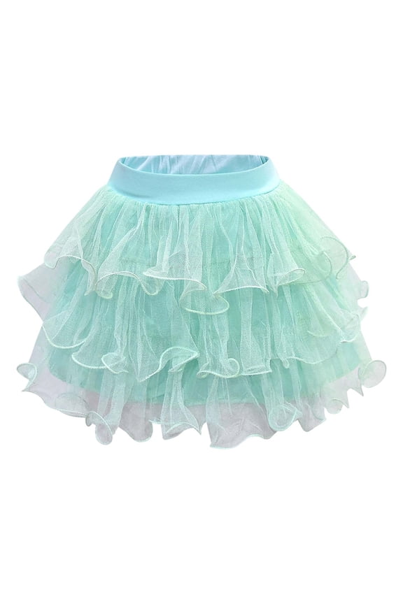 Girls Skirts Carnival Dance Tutu Ballet Mesh Performance Layered Flared Kids Children Twirling Satin Waistband Recital Play Up Ball Gown Soft Comfortable Party Night Skirt