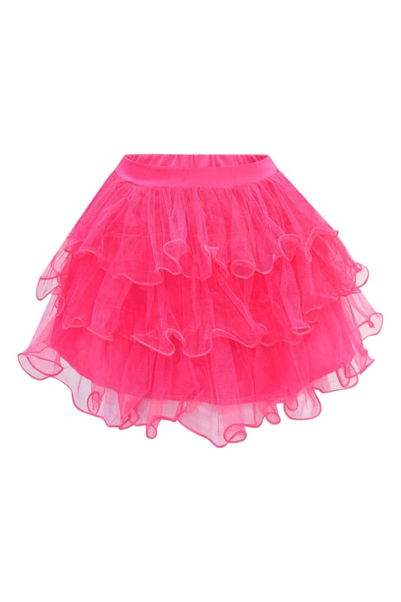 Girls Skirts Carnival Dance Tutu Ballet Mesh Performance Layered Flared Kids Children Twirling Satin Waistband Recital Play Up Ball Gown Soft Comfortable Party Night Skirt