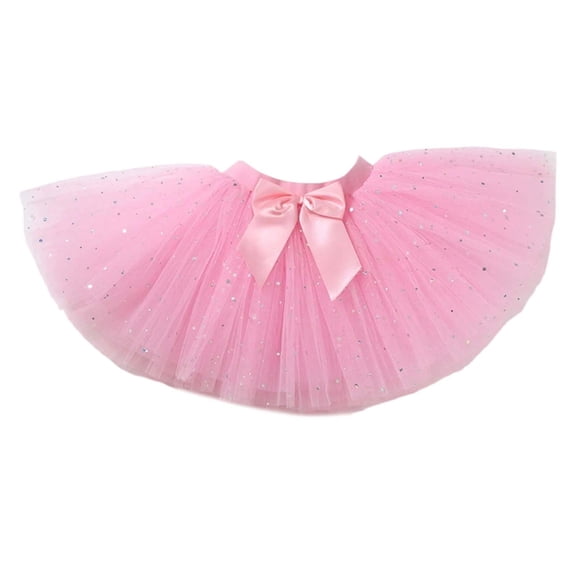 XAOFW Girls Skirts Carnival Dance Tutu Glitter Sequins Layered Ballet Performance Kids Play Pretend Up Ball Gown Stylish Breathable Evening Party Skirt