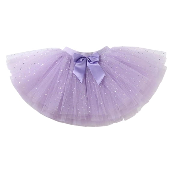 XAOFW Girls Skirts Carnival Dance Tutu Glitter Sequins Layered Ballet Performance Kids Play Pretend Up Ball Gown Soft Comfortable Party Night Skirt