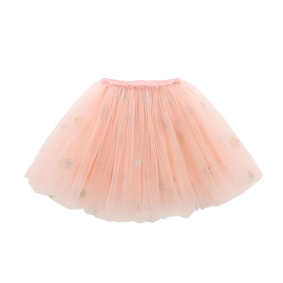 XAOFW Girls Skirts Kids Dance Ballet Ball Gown Snowflake Sequin Embroidered Mesh Soft Comfortable Party Night Skirt