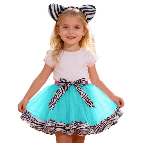 XAOFW Girls Skirts Print Patchwork Headband Dance Performance Ballet Tutu Ball Gown Fashionable Cozy Club Party Skirt