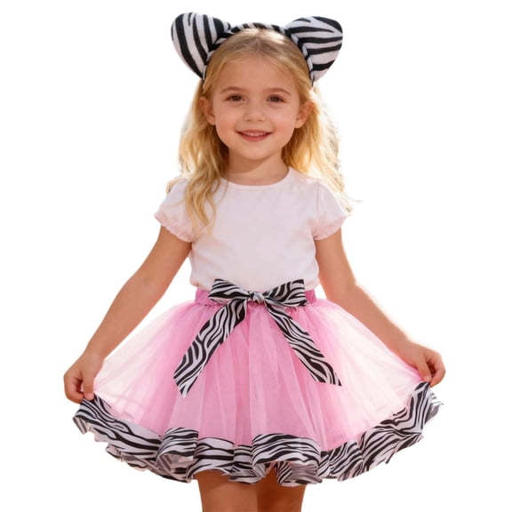 XAOFW Girls Skirts Print Patchwork Headband Dance Performance Ballet Tutu Ball Gown Soft Comfortable Party Night Skirt