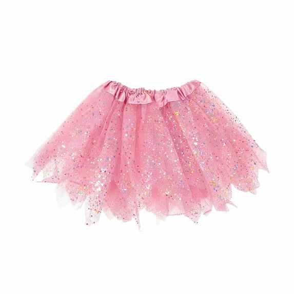 XAOFW Girls Skirts Tutu Polka Layered Sparkly Sequin Dance Performance Ball Gown Soft Comfortable Party Night Skirt