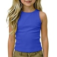 thumbnail image 1 of XAOFW Girls Tank Tops Kids Athletic Racerback Crewneck Sleeveless Tops Dance Workout Yoga Tees Outdoor Play Versatile Tops 9-10 Years, 1 of 9
