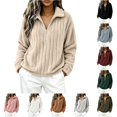 thumbnail image 1 of XAOFW Half Zip Sweatshirts For Women Long Sleeved Turndown Collar Loose Fitting Casual Warm Pullover Sweatshirts Stylish Tops XXL, 1 of 4