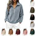 thumbnail image 1 of XAOFW Half Zip Sweatshirts For Women Long Sleeved Turndown Collar Loose Fitting Casual Warm Pullover Sweatshirts Trendy Tops S, 1 of 4