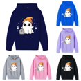 thumbnail image 1 of XAOFW Halloween Girls Hoodies Cute Ghost Printed Long Sleeved Hooded Sweatshirts Autumn Winter Cozy Graphic Pullover For Toddler Kids Stylish Tops 11-12 Years, 1 of 4