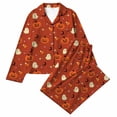 thumbnail image 1 of XAOFW Halloween Girls Pajamas Sets Long Sleeve Lapel Cartoon Print Shirts And Pants Two Piece Sleepwear Loungewear Sets Comfortable Nightwear 3-4 Years, 1 of 4