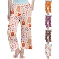 thumbnail image 1 of XAOFW Halloween Girls Pants Ghost Skeleton Print Elastic Waistband Straight Leg Pajama Pants Toddler Kids Comfortable Daily Wear Fall Pants, 1 of 4