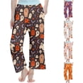 thumbnail image 1 of XAOFW Halloween Girls Pants Ghost Skeleton Print Elastic Waistband Straight Leg Pajama Pants Toddler Kids Comfortable Everyday Wear Fall Pants, 1 of 4