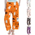 thumbnail image 1 of XAOFW Halloween Girls Pants Pumpkin Ghost Print Elastic Waistband Straight Leg Pajama Pants Toddler Kids Loose Fit Everyday Wear Fall Pants, 1 of 4