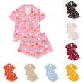 thumbnail image 1 of XAOFW Halloween Pajamas Pumpkin Print Lapel Collar Girls Pajamas Sets Short Sleeve Button Down Shirts And Shorts Kids 2 Piece Loungewear Sets Stylish Nightwear 4-5 Years, 1 of 9