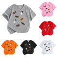 thumbnail image 1 of XAOFW Halloween Shirts For Girls Short Sleeve Crewneck Ghost Candy Graphic Tees Toddler Kids Fall Loose Fit T-Shirts 3-4 Years, 1 of 4