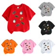 thumbnail image 1 of XAOFW Halloween Shirts For Girls Short Sleeve Crewneck Ghost Candy Graphic Tees Toddler Kids Fall Loose Fit T-Shirts 4-5 Years, 1 of 4