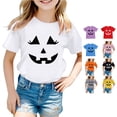 thumbnail image 1 of XAOFW Halloween Shirts For Girls Short Sleeve Crewneck Pumpkin Graphic Tees Toddler Kids Fall Loose Fit T-Shirts 4-5 Years, 1 of 5