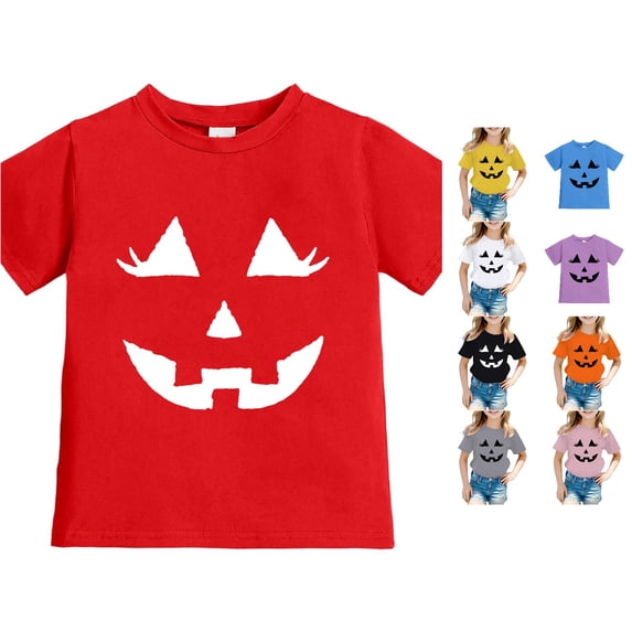 XAOFW Halloween Shirts For Girls Short Sleeve Crewneck Pumpkin Graphic Tees Toddler Kids Fall Loose Fit T-Shirts 4-5 Years