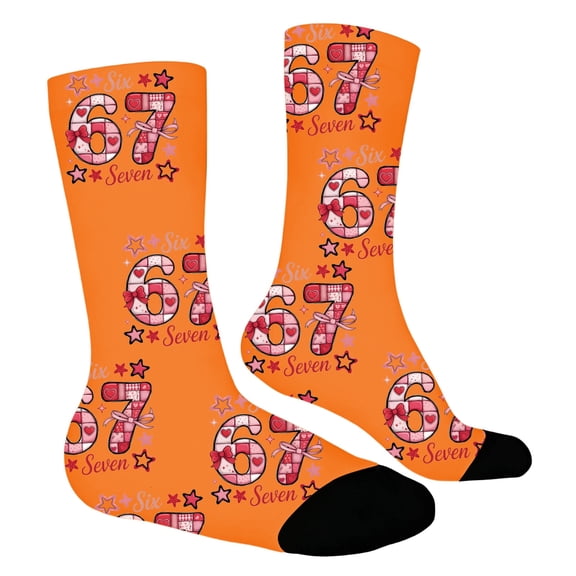 XAOFW Kid Sock Valentine Cute Cartoon 6 7 Number Print Blend Ankle Boys Girls Grips Comfortable Stylish Holiday Vacation Socks