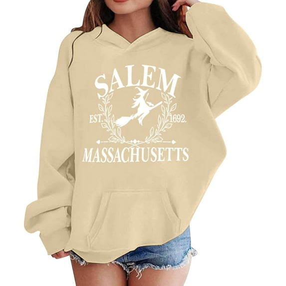 XAOFW Kid Sweatshirts Hood Girls Fuzzy Jacket Athletic Long Sleeve Letter Graphic Loose Fashionable Comfortable Outdoor Holiday Vacation Tops