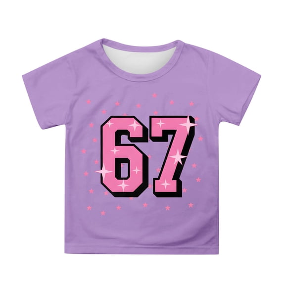 XAOFW Kids 6 7 T-Shirt Boys Graphic Ice Cream Numbers Print Summer Short Sleeve Round Neck Stylish Cozy Outdoor Activities Tee Shirts