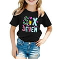 thumbnail image 1 of XAOFW Kids 6 7 T-Shirt Girls Graphic Letter Prints Toddler Youth Short Sleeve Round Neck Comfort Fashionable Casual Daily Wear Tee, 1 of 4