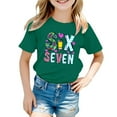 thumbnail image 1 of XAOFW Kids 6 7 T-Shirt Girls Graphic Letter Prints Toddler Youth Short Sleeve Round Neck Soft Breathable Party Night Tops, 1 of 4