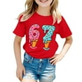 thumbnail image 1 of XAOFW Kids 6 7 T-Shirt Graphic Number Print Blend Girls Boys Short Sleeve Round Neck Comfort Fashionable Casual Daily Wear Tee, 1 of 4