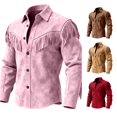 thumbnail image 1 of XAOFW Kids Boy's Western Shirts Jacket Fringes Long Sleeve Button Down Brown Shirts Loose Fit Fringe Coat Tops For Youth Soft Tops 15-16 Years, 1 of 5