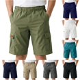 thumbnail image 1 of XAOFW Kids Boys Girls Cargo Shorts Elastic Waistband Solid Color Jogger School Trousers Stretch Chino Twill Shorts With Pockets Comfortable Bottoms 5-6 Years, 1 of 8