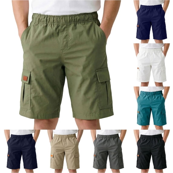 XAOFW Kids Boys Girls Cargo Shorts Elastic Waistband Solid Color Jogger School Trousers Stretch Chino Twill Shorts With Pockets Comfortable Bottoms 5-6 Years