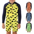 thumbnail image 1 of XAOFW Kids Boys One-Piece Swimsuits Long Sleeve Cartoon Print Rash Guard Swimwear Summer Beach Bathing Suits For Toddler Youth Breathable Swim Wear 7-8 Years, 1 of 2