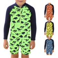 thumbnail image 1 of XAOFW Kids Boys One-Piece Swimsuits Long Sleeve Cartoon Print Rash Guard Swimwear Summer Beach Bathing Suits For Toddler Youth Comfortable Swim Wear 2-3 Years, 1 of 4