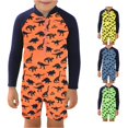 thumbnail image 1 of XAOFW Kids Boys One-Piece Swimsuits Long Sleeve Cartoon Print Rash Guard Swimwear Summer Beach Bathing Suits For Toddler Youth Stylish Swim Wear 3-4 Years, 1 of 4