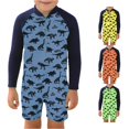 thumbnail image 1 of XAOFW Kids Boys One-Piece Swimsuits Long Sleeve Cartoon Print Rash Guard Swimwear Summer Beach Bathing Suits For Toddler Youth Stylish Swim Wear 4-5 Years, 1 of 4