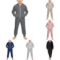 thumbnail image 1 of XAOFW Kids Girls Boys rompers Solid color Long Sleeves Zipper Hooded Romper Jumpsuit With Pocket trendy One-Pieces 15-16 Years, 1 of 9