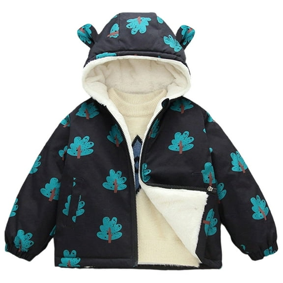 XAOFW Kids Outerwear Coats Comfortable Hooded Jacket For Boys And Girls With Cute Teddy Bear Ears Design Lined Coat Fall Winter Warm Long Sleeve Zip Up Hoodies