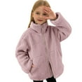 thumbnail image 1 of XAOFW Girls Outerwear Coats Jacket Children'S Double Zipper Fuzzy Long Sleeve Turtleneck Solid Color Soft Cozy Casual Daily Wear Clothing, 1 of 6
