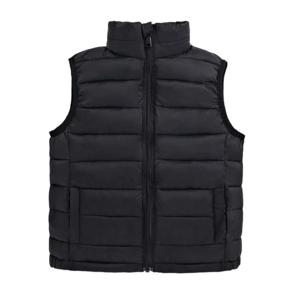 XAOFW Kids Outerwear Coats Lightweight Quilted Vest Outerwear Insulated Sleeveless Jacket For Kids And Youth With Stand Collar Easy Wear Zipper Coat Solid Color Fall Winter -Neck Warm Vest