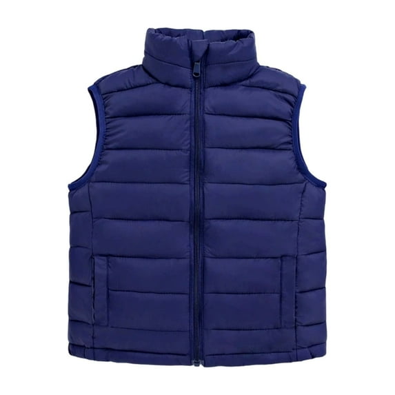 XAOFW Kids Outerwear Coats Lightweight Quilted Vest Outerwear Insulated Sleeveless Jacket For Kids And Youth With Stand Collar Easy Wear Zipper Coat Solid Color Fall Winter Mock-Neck Warm Vest