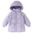 thumbnail image 1 of XAOFW Kids Outerwear Coats Long Winter Coat Warm Hooded Outerwear For Boys And Girls Insulated Quilted Jacket For Cold Weather Fall Winter Warm Long Sleeve Solid Color Hooded Cotton Clothing, 1 of 4