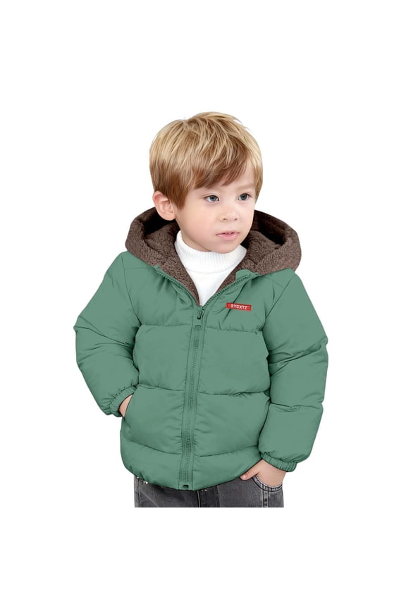 Kids Outerwear Coats Reversible Hooded Jacket With Teddy Bear Ears Thickened Winter Coat For Kids Double Wearable Fall Winter Warm Long Sleeve Hooded Puffer Jacket