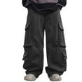 thumbnail image 1 of XAOFW Kids Pants Boys Cargo Multiple Pockets Style Comfortable Loose Fit Joggers Activities School Outdoor Use Growing Children Solid Color Long Stylish Leisure Club Party Slacks, 1 of 7
