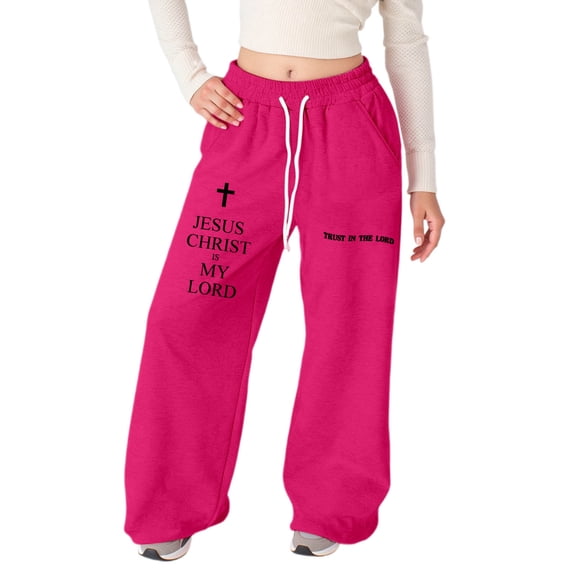 XAOFW Kids Pants Girl'S Baggy Letter Print Lightweight Straight Leg Athletic Pockets Long Warm Breathable Casual Daily Wear Trousers