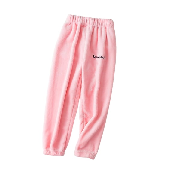 XAOFW Kids Pants Girls Winter Thermal Flannel Bottoms Toddlers Indoor Outdoor Comfort Solid Color Long Stylish Leisure Club Party Slacks