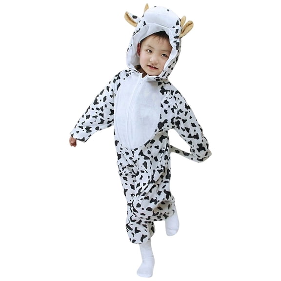 XAOFW Kids Romper Jumpsuit Animal Boys Long Sleeve Hood Performance Stage Play Party Outfit Giraffe Chick Tiger Monkey Family Matching Soft Cozy Casual Daily Wear Onesie