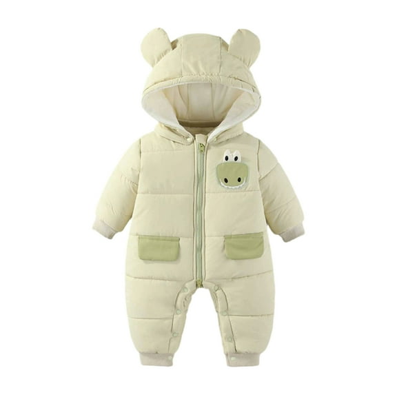 XAOFW Kids Romper Jumpsuit Boys Girls Long Sleeve Cartoon Prints Hooded Fuzzy Color Block Zip Stylish Leisure Holiday Vacation Clothes