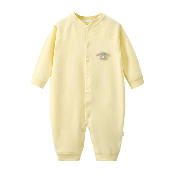 XAOFW Kids Romper Jumpsuit Long Sleeve Baby Girls Autumn Crawlers Boys Playwear O-Neck Solid Color Soft Cozy Casual Daily Wear Onesie