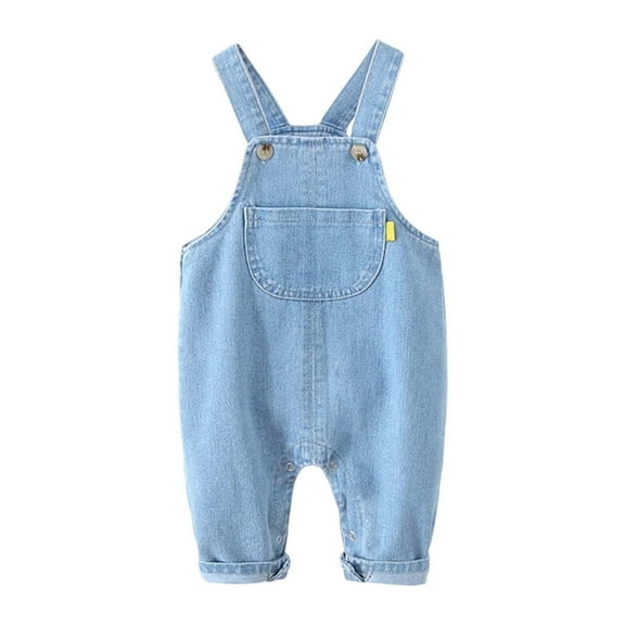 XAOFW Kids Romper Jumpsuit Sleeveless Square Collar Solid Color Baby Denim Boys Overall Toddler Easy Snap Closure Playwear Stylish Leisure Holiday Vacation Overalls