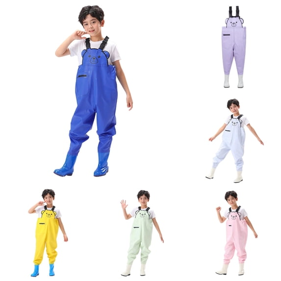 XAOFW Kids Romper sleeveless Chest Waders Youth Waders For Toddler Children boys girls Water Proof Waders With Boots stylish One-Pieces 2-3 Years